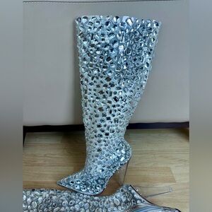 Azalea Wang Honey Embellished
Rhinestoned Clear Boot